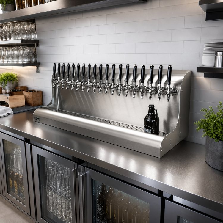 Product image #2 for Perlick 4076DN18 18-Faucet Modular Wall-Mount Glycol-Cooled Draft Beer Dispensing Tower