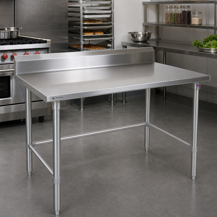 Product image #2 for John Boos Stallion 84" x 36" Stainless Steel Work Table with 5" Backsplash