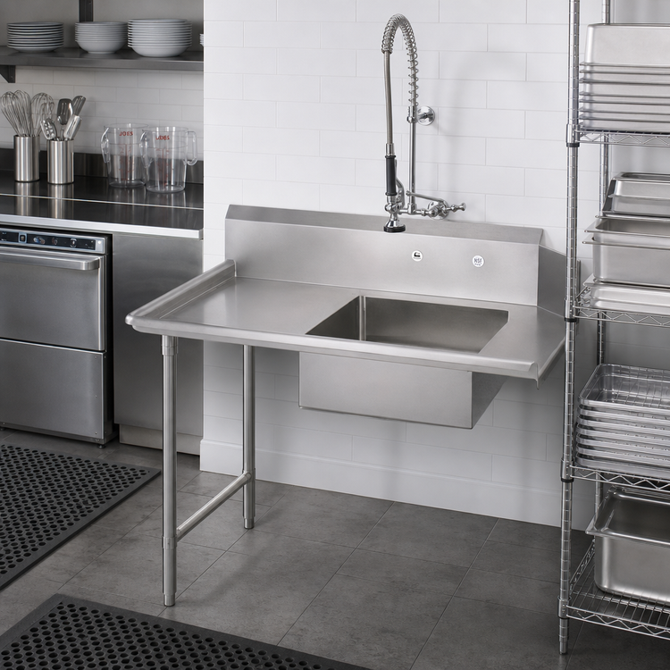 Product image #2 for John Boos Pro-Bowl Straight Soiled Dishtable with Left-to-Right Pre-Rinse Sink Bowl, 26 x 30 Inches
