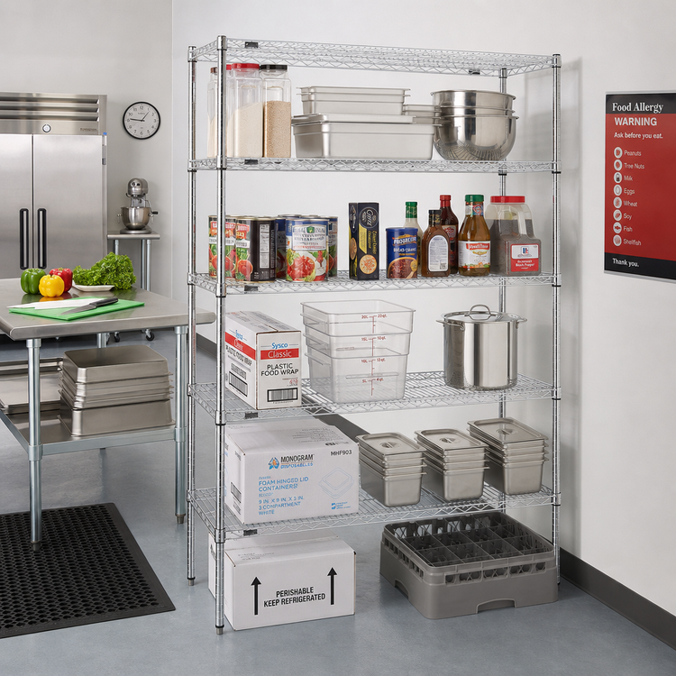 Product image #2 for Eagle Group Red-i-Pak 5-Tier Stationary Wire Shelving Unit, 60 x 24 x 74 Inches, Chrome Finish