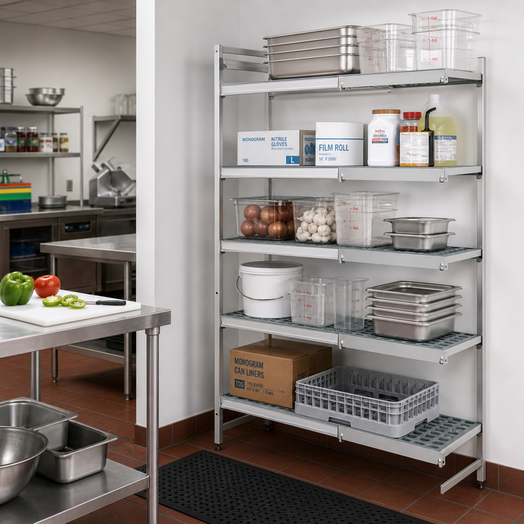 Product image #2 for Fermostock 5-Tier Corner Expansion Polymer Shelving Unit, 83 Inches High, 31 Inches Wide x 18 Inches Deep