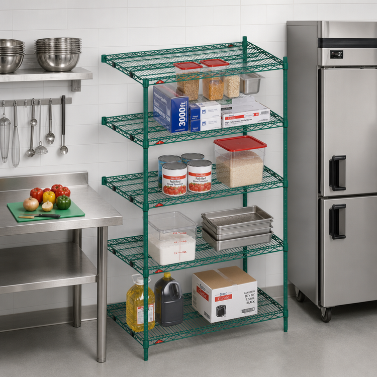 Product image #3 for Metro Super Erecta Add-On Wire Shelving Unit, 36W x 18D x 74H, 5 Shelves, Metroseal 3 Epoxy-Coated