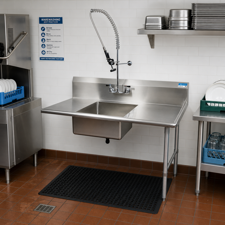 Product image #2 for BK Resources 60-Inch Straight Right-to-Left Soiled Dish Table with 20 x 20 x 8-Inch Sink