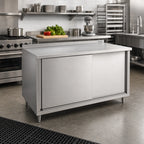 Thumbnail image #2 for John Boos 4CS4R1.5-3648 Stainless Steel Enclosed Work Table with Cabinet Base and Sliding Doors, 14-Gauge 300-Series Top, 48"W x 36"D