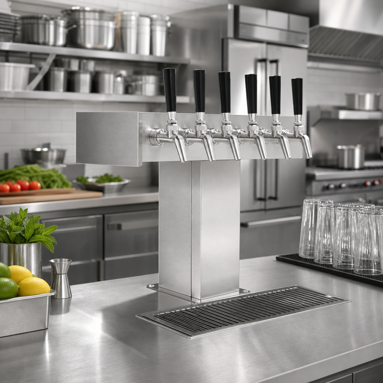 Product image #2 for 6-Faucet Tee Tower Beer Dispensing Kit, Stainless Steel