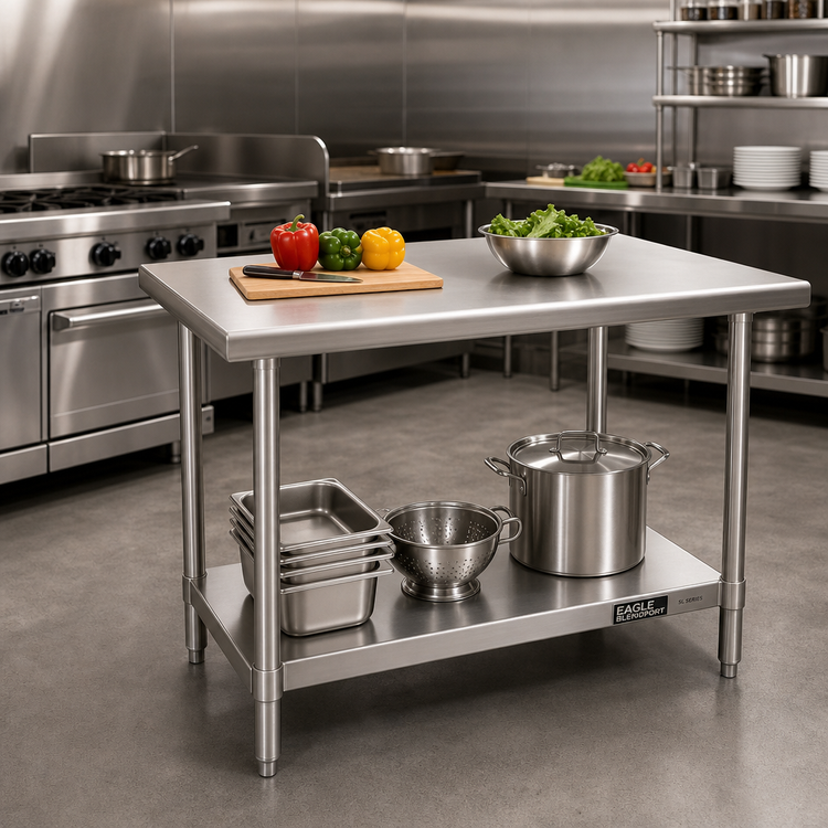 Product image #2 for Eagle BlendPort SL Series 60-Inch x 30-Inch All-Stainless Steel Flat Top Work Table with Undershelf