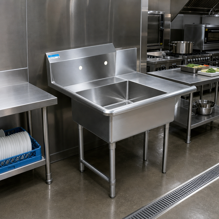 Product image #2 for BK Resources 72-Inch Straight Left-to-Right Soiled Dish Table with 20 x 20 x 8 Sink and 10-Inch Backsplash