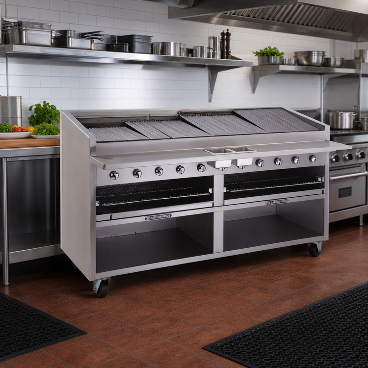 Product image #2 for Bakers Pride Dante Series 72-Inch Gas Radiant Charbroiler with Open Cabinet Base
