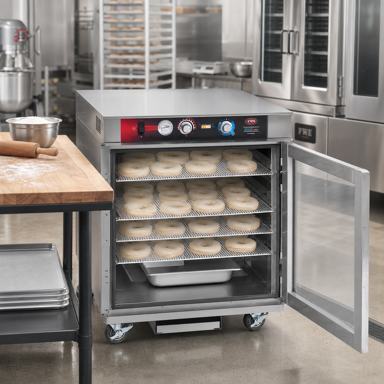 Product image #2 for FWE ETC-2333-5PH Non-Insulated Stainless Steel Undercounter Proofer/Heated Holding Cabinet for 5 Donut Screens