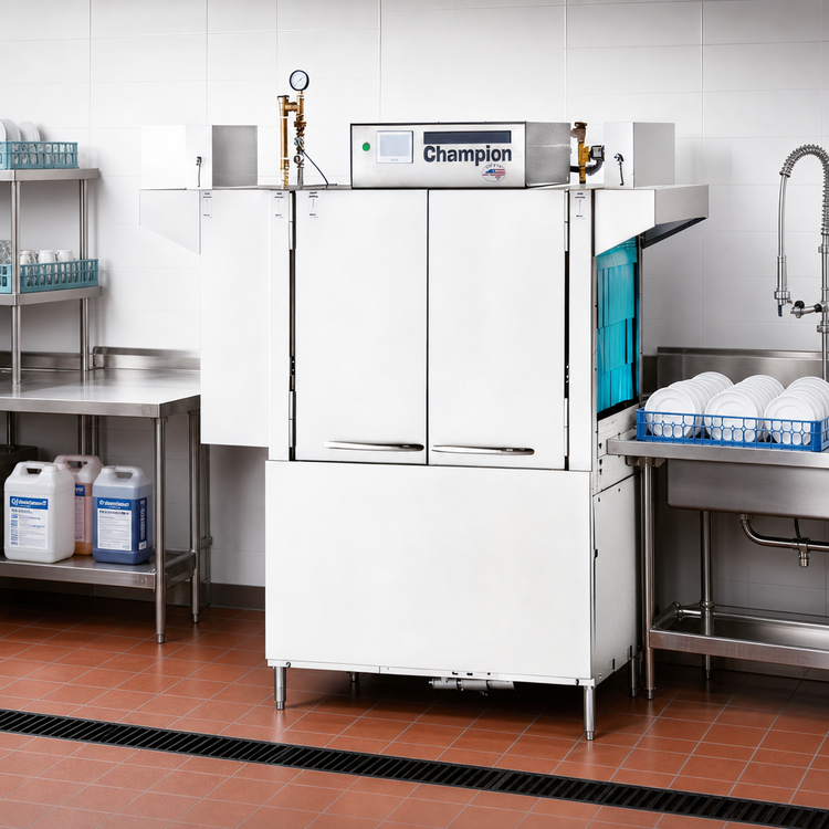 Product image #2 for Champion E-Series DualRinse 54 PRO 54-Inch High-Temp Rack Conveyor Dishwasher