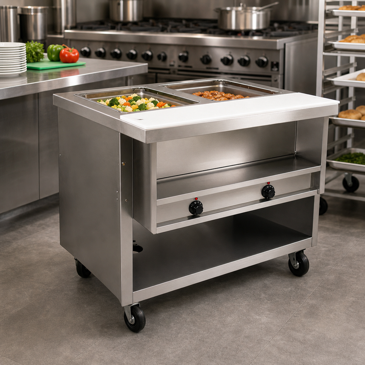 Product image #2 for Advance Tabco Heavy Duty Electric Sealed Well Hot Food Table with Enclosed Base, 2 Wells, 31-13/16 Inch Wide, 208/240V