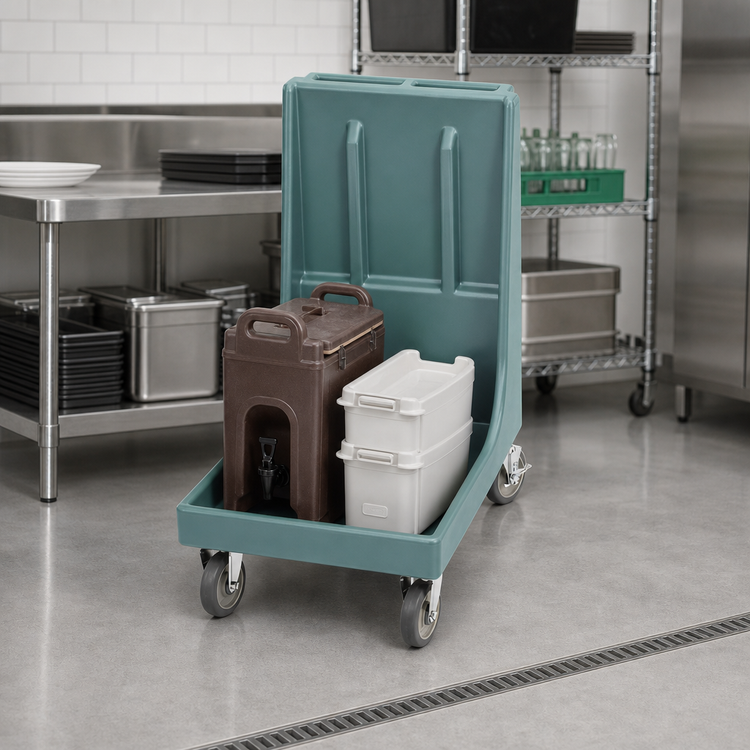 Product image #3 for Cambro Camdolly Open-Frame Beverage Server Dolly with Handle, 350 lb Capacity, Slate Blue