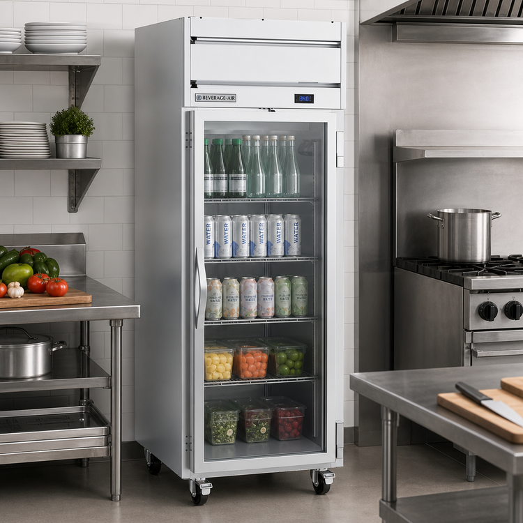 Product image #2 for Beverage Air Horizon Series One-Section Reach-In Refrigerator with Right-Hand Glass Door, 22.28 Cu. Ft., Top-Mounted Self-Contained Refrigeration