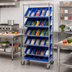 Thumbnail image #2 for Quantum Mobile Wire Shelving Bin Storage System with 30 Bins and Swivel Casters, Chrome-Plated