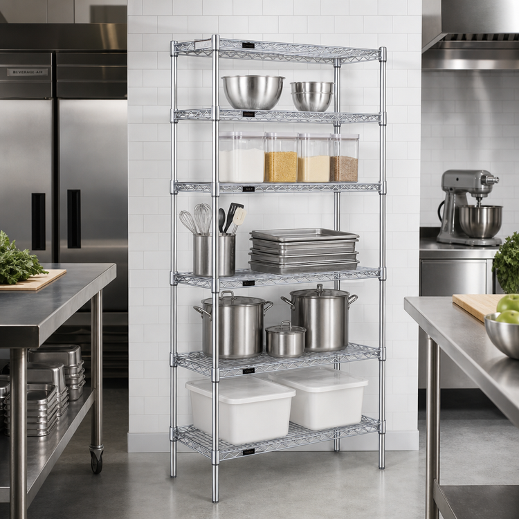 Product image #2 for EAGLEbrite 5-Tier Stationary Starter Wire Shelving Unit, 72W x 21D x 74H, Zinc Finish