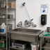 Thumbnail image #2 for T&S Brass Wall-Mount Service Sink Faucet, 8-Inch Centers, Lever Handles, Dual Vacuum Breaker, Built-In Stops, Polished Chrome Finish