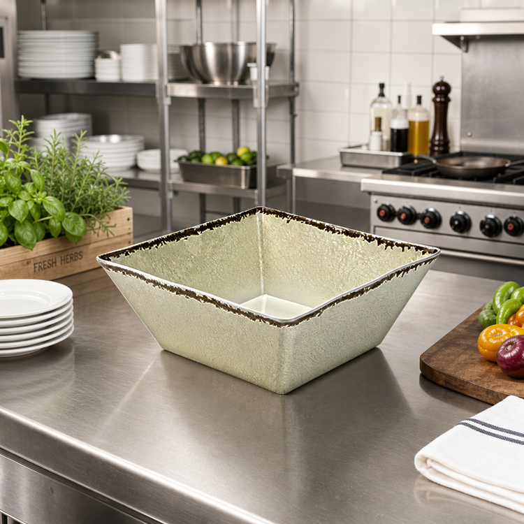Product image #2 for American Metalcraft 12-Inch Square Antique White Melamine Serving Bowl, 228 oz.
