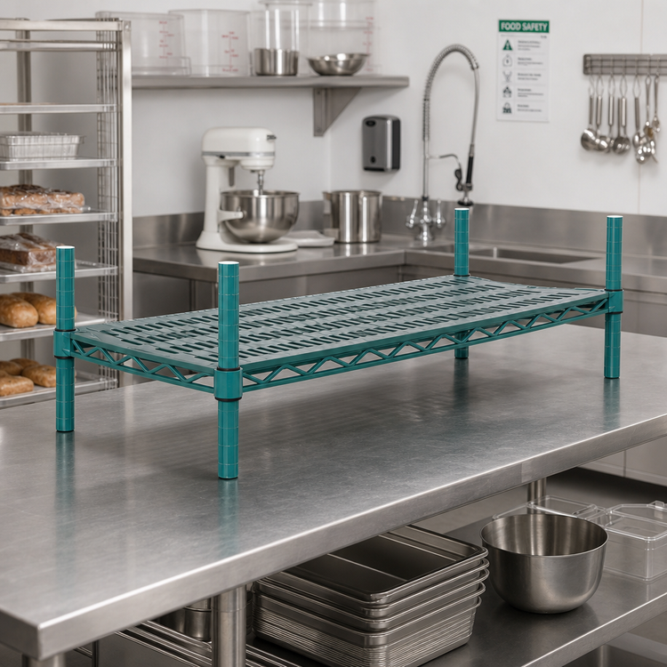 Product image #2 for QuadPlus Louvered Polymer Shelf Mat with QuadTruss Frame, 72 x 18 Inches