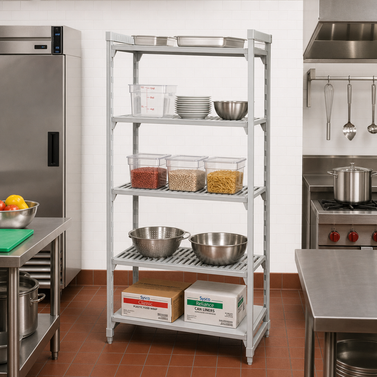 Product image #3 for Cambro Camshelving Premium 24"D x 30"W x 84"H 5-Tier Vented and Solid Stationary Starter Shelving Unit
