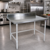 Thumbnail image #2 for John Boos Stallion 120-Inch x 30-Inch Stainless Steel Work Table with 5-Inch Backsplash and Safety Edge