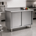 Thumbnail image #2 for Spec-Master 120-Inch x 30-Inch Stainless Steel Enclosed Worktable with Sliding Doors and 4-1/2-Inch Backsplash