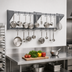 Thumbnail image #2 for Eagle Group Commercial Wall-Mount Aluminum Double-Bar Pot Rack with 22 Hooks, 132-Inch Wide