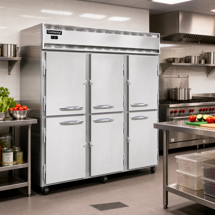 Product image #2 for Continental Refrigerator 3FNSSHD Three-Section Standard Depth Reach-In Freezer with Half-Height Solid Doors