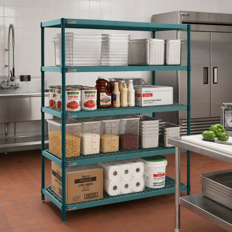 Product image #2 for Metro Super Erecta Pro 24"W x 48"D x 74"H Stationary 4-Shelf Polymer Shelving Starter Unit, Green