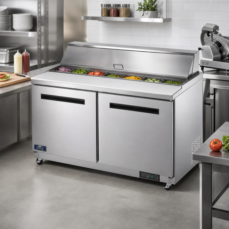 Product image #2 for Arctic Air AMT60R Mega-Top Sandwich/Salad Prep Table, 61-1/4 Inch Wide, Two-Section, Rear-Mounted Refrigeration