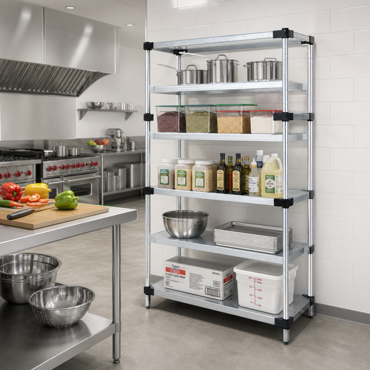 Product image #2 for Quantum 30 Inch Wide x 21 Inch Deep x 86 Inch High Stationary Solid Shelving Starter Kit with 5 Shelves