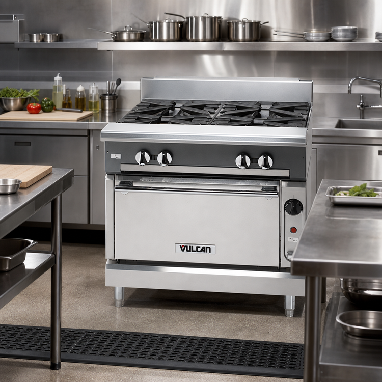 Product image #2 for Vulcan V Series 36-Inch Heavy Duty Gas Range with 6 Open Burners and Cabinet Base