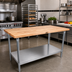 Thumbnail image #2 for John Boos TNS16A 84 Inch x 36 Inch Wood Top Work Table with Stainless Steel Undershelf