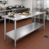 Thumbnail image #2 for Duke Manufacturing 108-Inch x 24-Inch Stainless Steel Work Table with Galvanized Undershelf and Posts, Flat Top