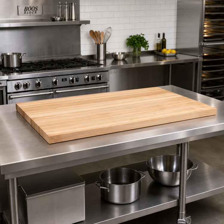 Product image #2 for John Boos Boos Block 48 x 32 x 1-1/2 Inch Edge Grain Maple Kitchen Countertop, Varnique Finish