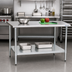 Thumbnail image #2 for BlendPort Budget Series 72-Inch x 30-Inch Flat Top Stainless Steel Work Table with Adjustable Galvanized Undershelf