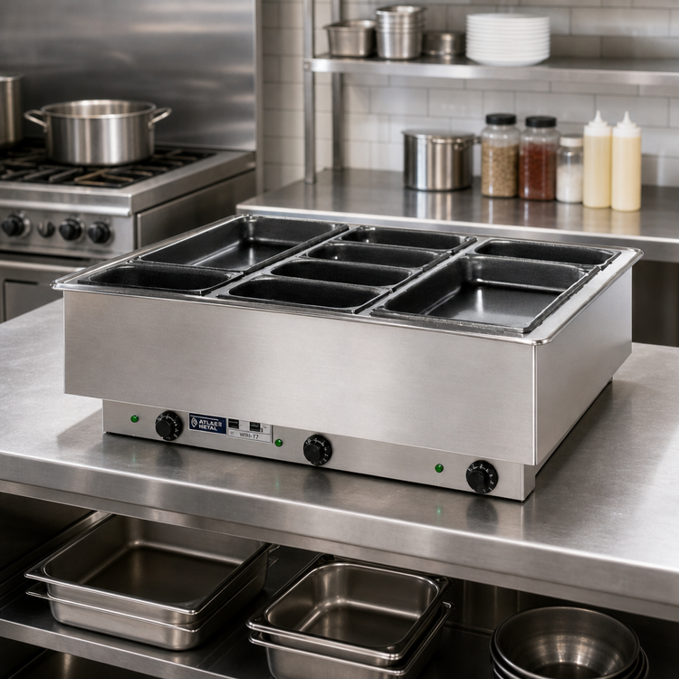 Product image #2 for Atlas Metal WIH-17 1-Well Electric Drop-In Hot Food Well with Individual Thermostatic Controls, 12 x 27 Pan Opening