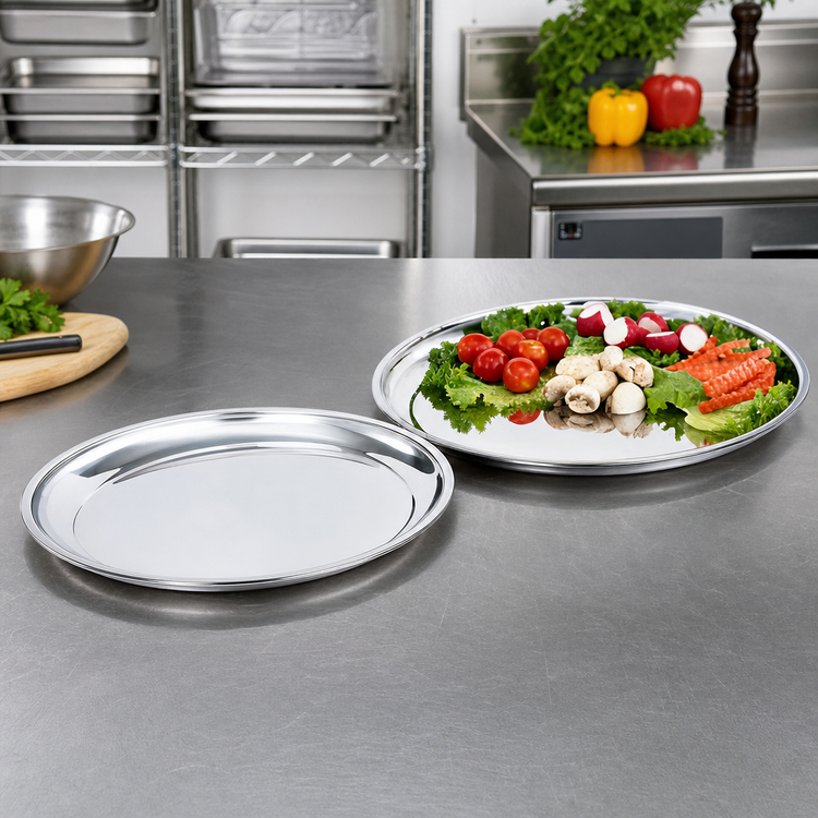 Product image #2 for Vollrath 15 7/8-Inch Round Mirror-Finished 18-8 Stainless Steel Serving Platter