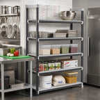 Thumbnail image #2 for Cambro Camshelving® Elements EXA244884S5480 Stationary Add-On Polymer Shelving Unit, 24 x 48 x 84 Inches, 5-Tier, Solid, Speckled Gray