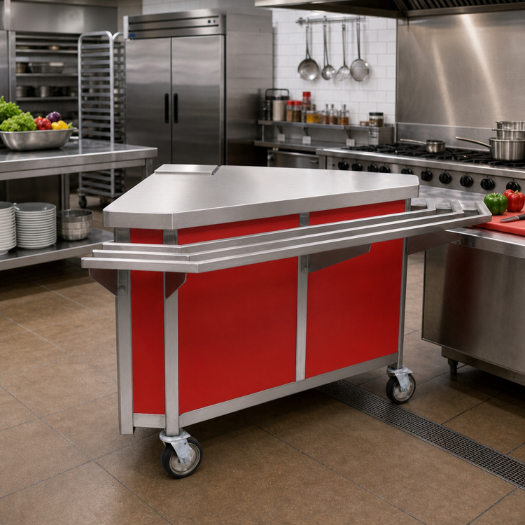 Product image #2 for Director's Choice Inside Mitered Corner Transition Utility Station with 16-Gauge 304 Stainless Steel Top and Mobile Open Base