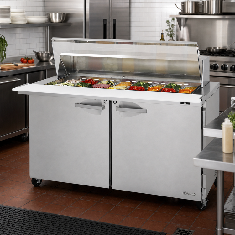 Product image #2 for Turbo Air PRO Series 60-Inch Two-Section 24-Pan Mega Top Sandwich/Salad Prep Table with Clear Lid