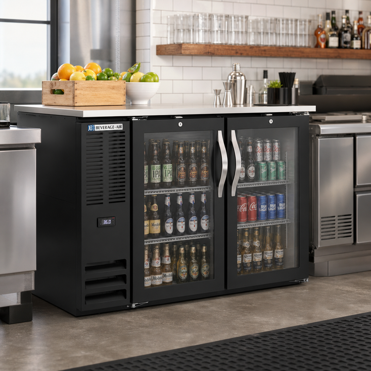 Product image #2 for Beverage-Air 48-Inch Two-Section Glass Door Back Bar Refrigerator with Stainless Steel Top