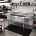 Thumbnail image #2 for BK Resources 120-Inch Wide Three-Compartment 304 Stainless Steel Sink with Left and Right Drainboards and 9-Inch Backsplash