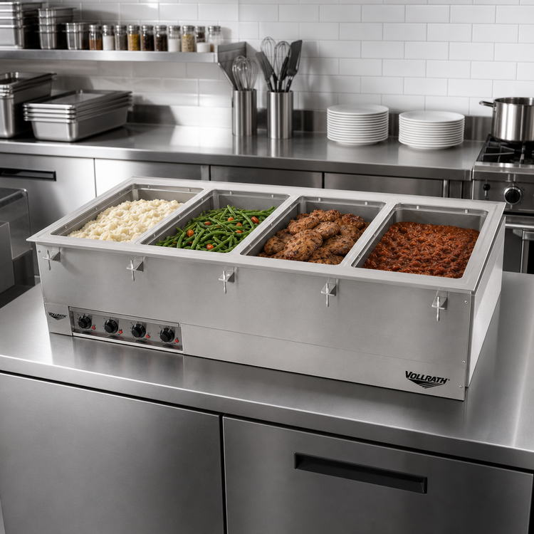 Product image #2 for Vollrath Four-Well Drop-In Electric Hot Food Well with Auto-Fill and Infinite Controls