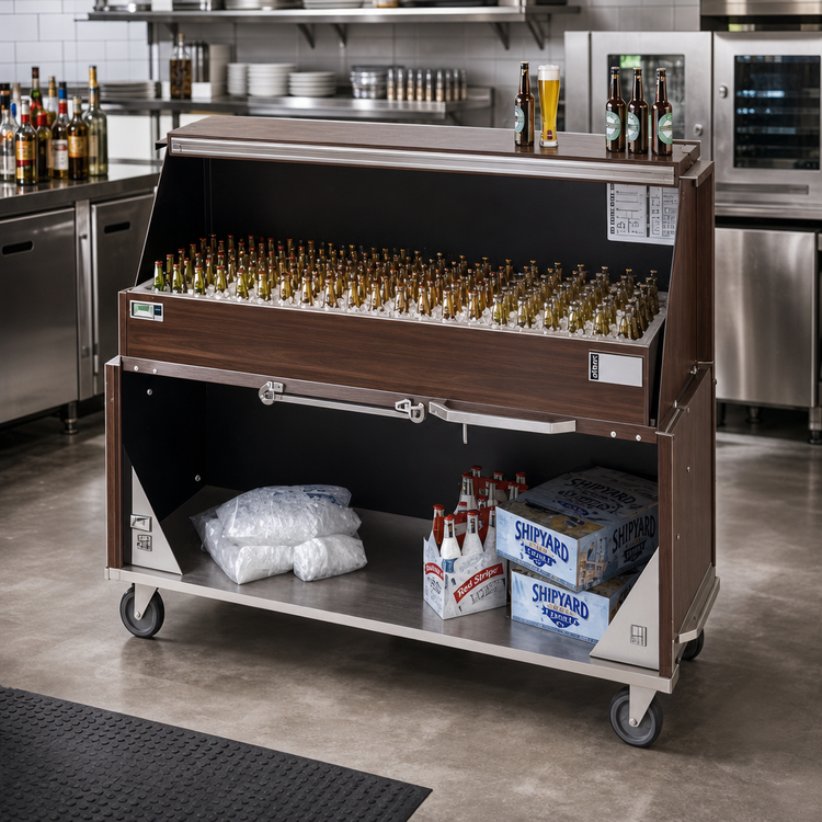 Product image #2 for Dinex 62.5-Inch Chest-Style Portable Bar with 95-Lb Ice Bin and Manhattan Walnut Finish