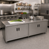 Thumbnail image #2 for Advance Tabco 84-Inch x 36-Inch Enclosed Work Table with Cabinet Base, Mid-Shelf, Hinged Doors and 14-Gauge 304 Stainless Steel Top