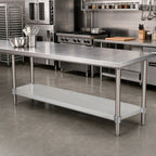 Thumbnail image #2 for John Boos GSK8-24144 144" W x 24" D 18-Gauge Galvanized Steel Work Table Undershelf