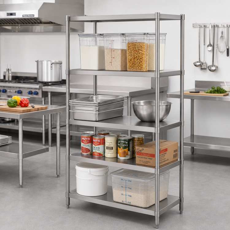 Product image #2 for John Boos 54" x 24" x 72" Stainless Steel Dry Storage Shelving Unit with 4 Adjustable Shelves
