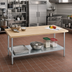 Thumbnail image #2 for Advance Tabco H2G-248 8-Foot Maple Top Work Table with Galvanized Base and Adjustable Undershelf