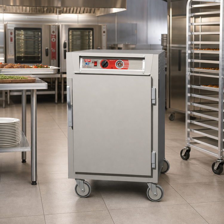 Product image #2 for Metro C5 6 Series Mobile Half-Height Pass-Thru Heated Holding Cabinet with Solid and Double-Pane Tempered Glass Doors