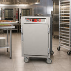 Thumbnail image #2 for Metro C5 C565-SFS-LPFC Mobile Half-Height Pass-Thru Heated Holding Cabinet, Combination Doors, 17 Full-Size Pan Capacity